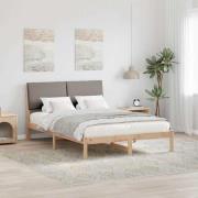 vidaXL Sängram med huvudgavel Brun och taupe 140 x 190 cm Massiv furu