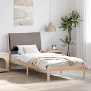 vidaXL Sängram med huvudgavel Brun och taupe 90 x 200 cm Massiv furu