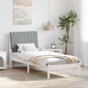 vidaXL Sängram med huvudgavel Vit 75 x 190 cm Massiv furu