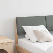 vidaXL Klädd sänggavel Mörkgrå 120 cm Massiv furu