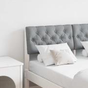 vidaXL Klädd sänggavel Ljusgrå 120 cm Massiv furu