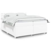 vidaXL Ramsäng med madrass vit 200x200 cm konstläder