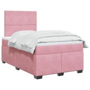 vidaXL Ramsäng med madrass rosa 120x190 cm sammet