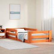 vidaXL Sängram utan madrass vaxad brun 90x190 cm massiv furu