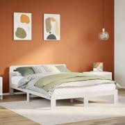 vidaXL Sängram utan madrass vit 160x200 cm massiv furu