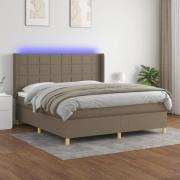 vidaXL Ramsäng med madrass & LED taupe 180x200 cm tyg