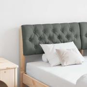 vidaXL Klädd sänggavel Mörkgrå 150 cm Massiv furu