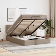 vidaXL Ottomansk säng med madrasser&LEDs 140x190cm konstläder