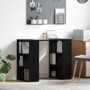 vidaXL Skrivbord med hylla Svart Ek 90 x 50 x 75 cm Konstruerat trä