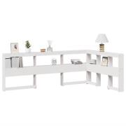 vidaXL Bokhylla sänggavel L-formad vit 120 cm massiv furu
