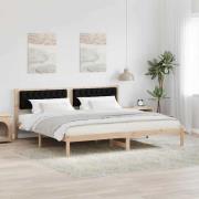 vidaXL Sängram med huvudgavel Svart 200 x 200 cm Massiv furu