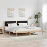 vidaXL Sängram med huvudgavel Svart 200 x 200 cm Massiv furu