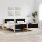 vidaXL Sängram med huvudgavel Svart 200 x 200 cm Massiv furu