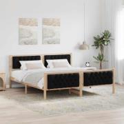 vidaXL Sängram med huvudgavel Svart 160 x 200 cm Massiv furu