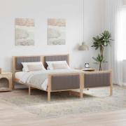 vidaXL Sängram med huvudgavel Brun och taupe 160 x 200 cm Massiv furu