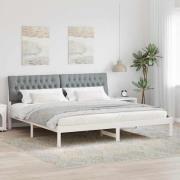 vidaXL Sängram med Klädd Huvudgavel Vit 200 x 200 cm Massiv furu