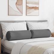 vidaXL Bolsterkuddar 2 pcs Mörkgrå Ø 25 x 70 cm tyg