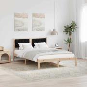 vidaXL Sängram med huvudgavel Svart 150 x 200 cm Massiv furu