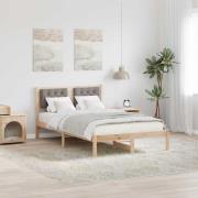 vidaXL Sängram med huvudgavel Taupe 120 x 190 cm Massiv furu