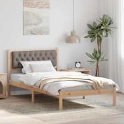vidaXL Sängram med huvudgavel Taupe 100 x 200 cm Massiv furu
