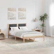 vidaXL Sängram med Klädd Huvudgavel Mörkgrå 120 x 200 cm Massiv furu