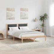 vidaXL Sängram med Klädd Huvudgavel Mörkgrå 140 x 190 cm Massiv furu