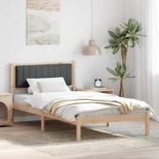 vidaXL Sängram med Klädd Huvudgavel Mörkgrå 100 x 200 cm Massiv furu