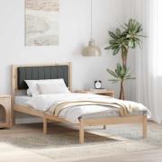 vidaXL Sängram med Klädd Huvudgavel Mörkgrå 90 x 200 cm Massiv furu