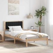 vidaXL Sängram med Klädd Huvudgavel Svart 90 x 190 cm Massiv furu