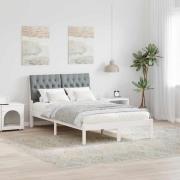 vidaXL Sängram med Klädd Huvudgavel Vit 120 x 190 cm Massiv furu