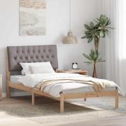 vidaXL Sängram med Klädd Huvudgavel Brun 100 x 200 cm Massiv furu