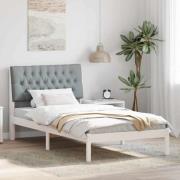 vidaXL Sängram med Klädd Huvudgavel Vit 100 x 200 cm Massiv furu