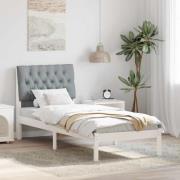 vidaXL Sängram med Klädd Huvudgavel Vit 80 x 200 cm Massiv furu