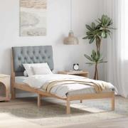 vidaXL Sängram med Klädd Huvudgavel Brun 75 x 190 cm Massiv furu