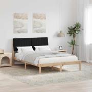 vidaXL Sängram med huvudgavel Brun 135 x 190 cm Massiv furu