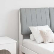 vidaXL Klädd sänggavel Ljusgrå 120 cm Massiv furu