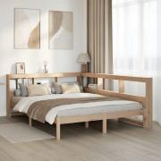 vidaXL Säng med bokhylla utan madrass 150x200cm massiv furu