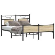 vidaXL Sängram utan madrass sonoma-ek 140x200 cm konstruerad trä