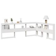 vidaXL Bokhylla sänggavel L-formad vit 160 cm massiv furu