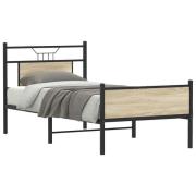 vidaXL Sängram utan madrass sonoma-ek 90x200 cm konstruerad trä