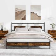 vidaXL Sängram utan madrass metall rökfärgad ek 180x200 cm