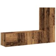 vidaXL Väggmonterade TV-skåp 3 st åldrat trä konstruerat trä
