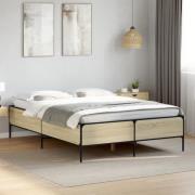 vidaXL Sängram sonoma-ek 135x190 cm konstruerat trä och metall