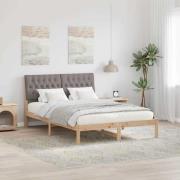 vidaXL Sängram med huvudgavel Taupe 140 x 200 cm Massiv furu
