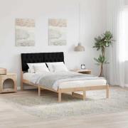 vidaXL Sängram med huvudgavel Svart 120 x 200 cm Massiv furu