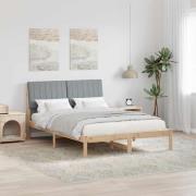 vidaXL Sängram med huvudgavel Ljusgrå 140 x 200 cm Massiv furu
