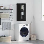 vidaXL Väggskåp Svart Ek 34,5 x 34 x 90 cm Konstruerat trä och glas