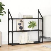 vidaXL Vägg hylla med hylla Svart Ek 80 x 21 x 78,5 cm Konstruerat trä