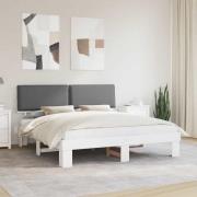 vidaXL Sängram med Klädd Huvudgavel Ljusgrå 200 x 200 cm Massiv furu