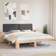 vidaXL Sängram med Klädd Huvudgavel Mörkgrå 180 x 200 cm Massiv furu